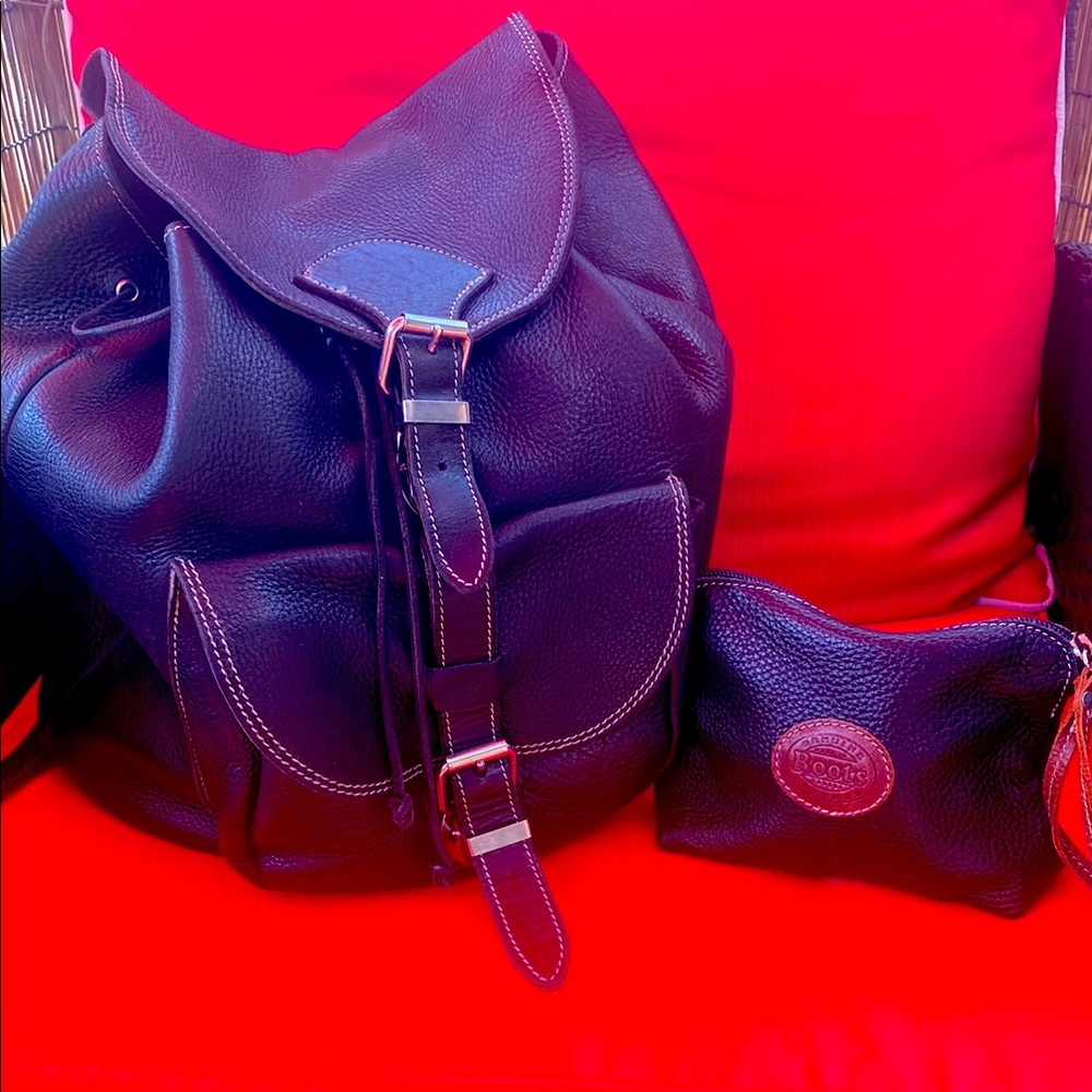 ROOTS Leather Backpack